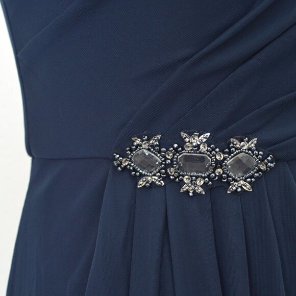 David's Bridal MARINE Asymmetrical Neck Mesh Dress - Picture 8 of 9